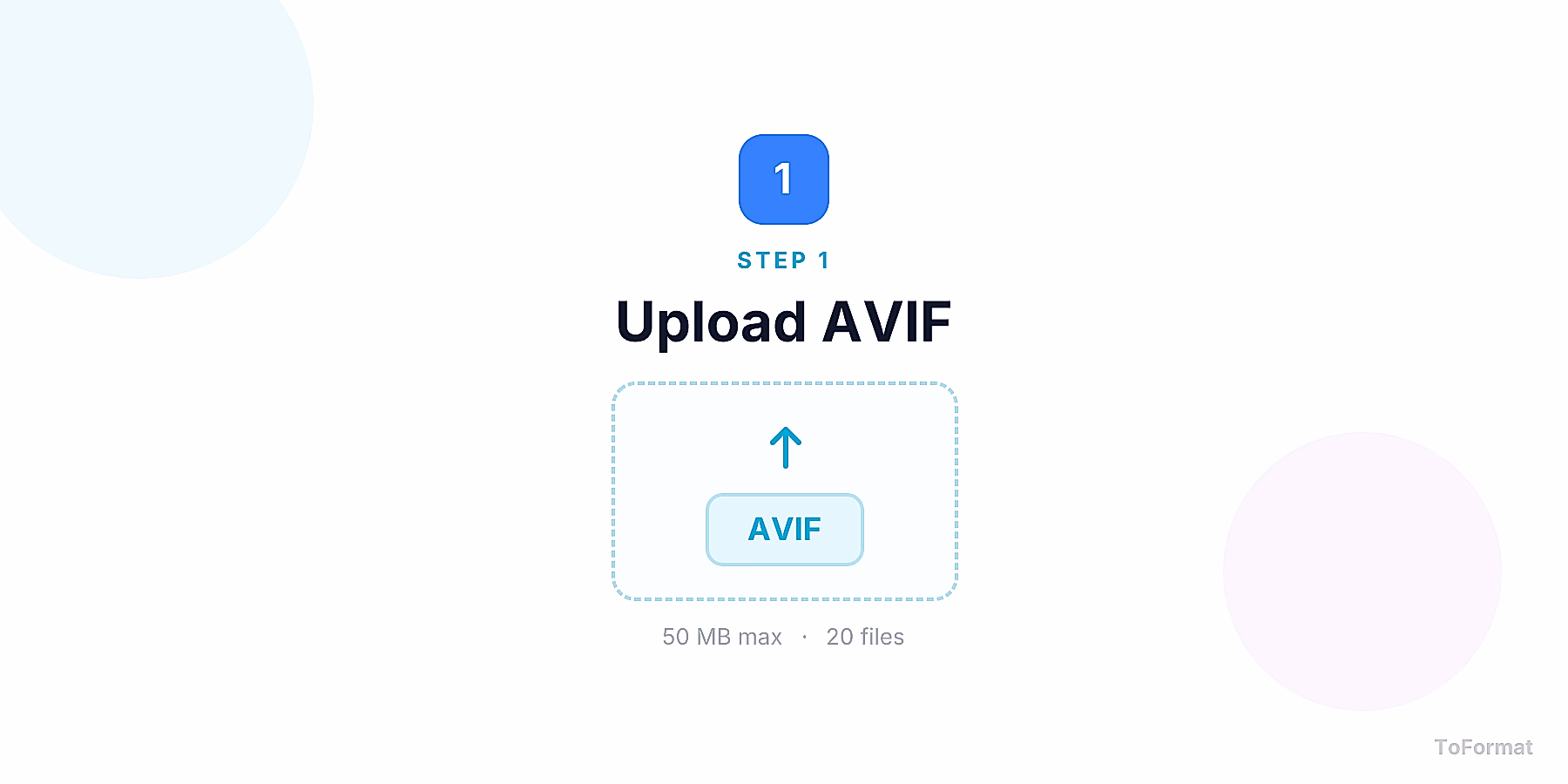 Step 1 — uploading AVIF file for AVIF to QOI conversion on ToFormat