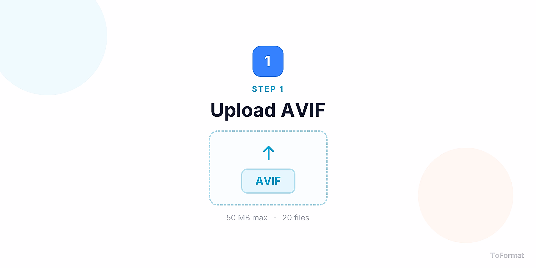 Step 1 — uploading AVIF file for AVIF to SVG conversion on ToFormat