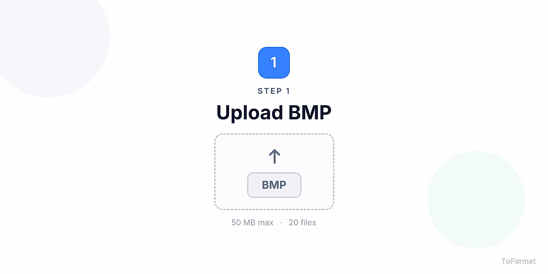 Step 1 — uploading BMP file for BMP to GIF conversion on ToFormat