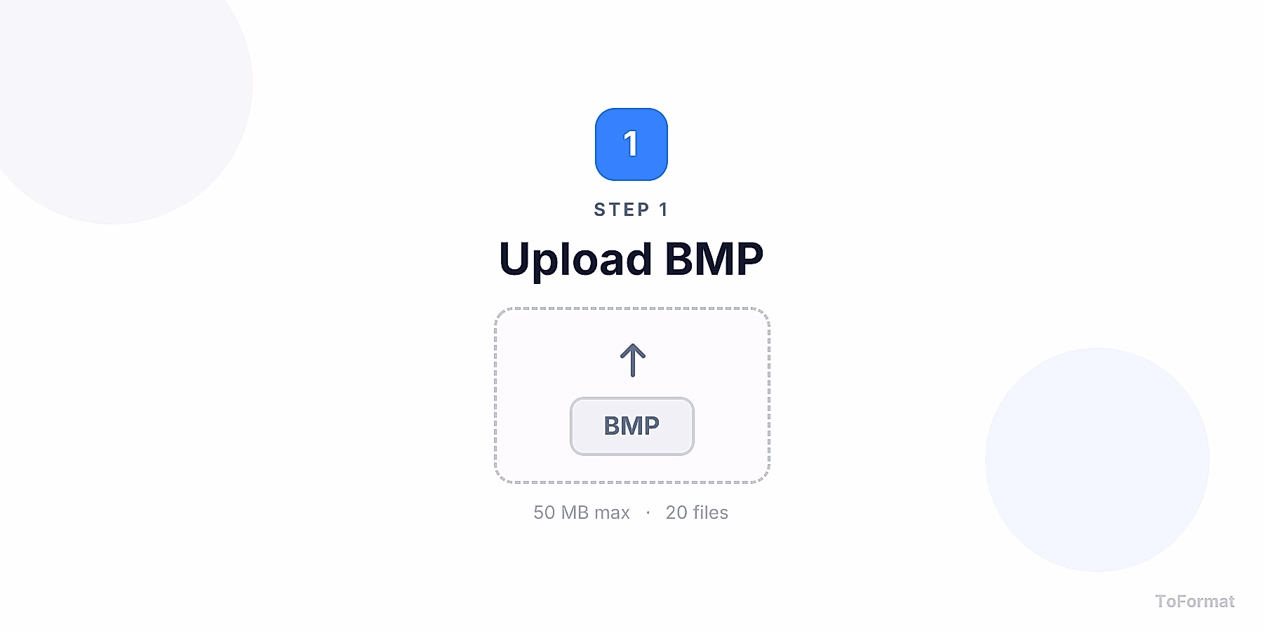 Step 1 — uploading BMP file for BMP to PNG conversion on ToFormat