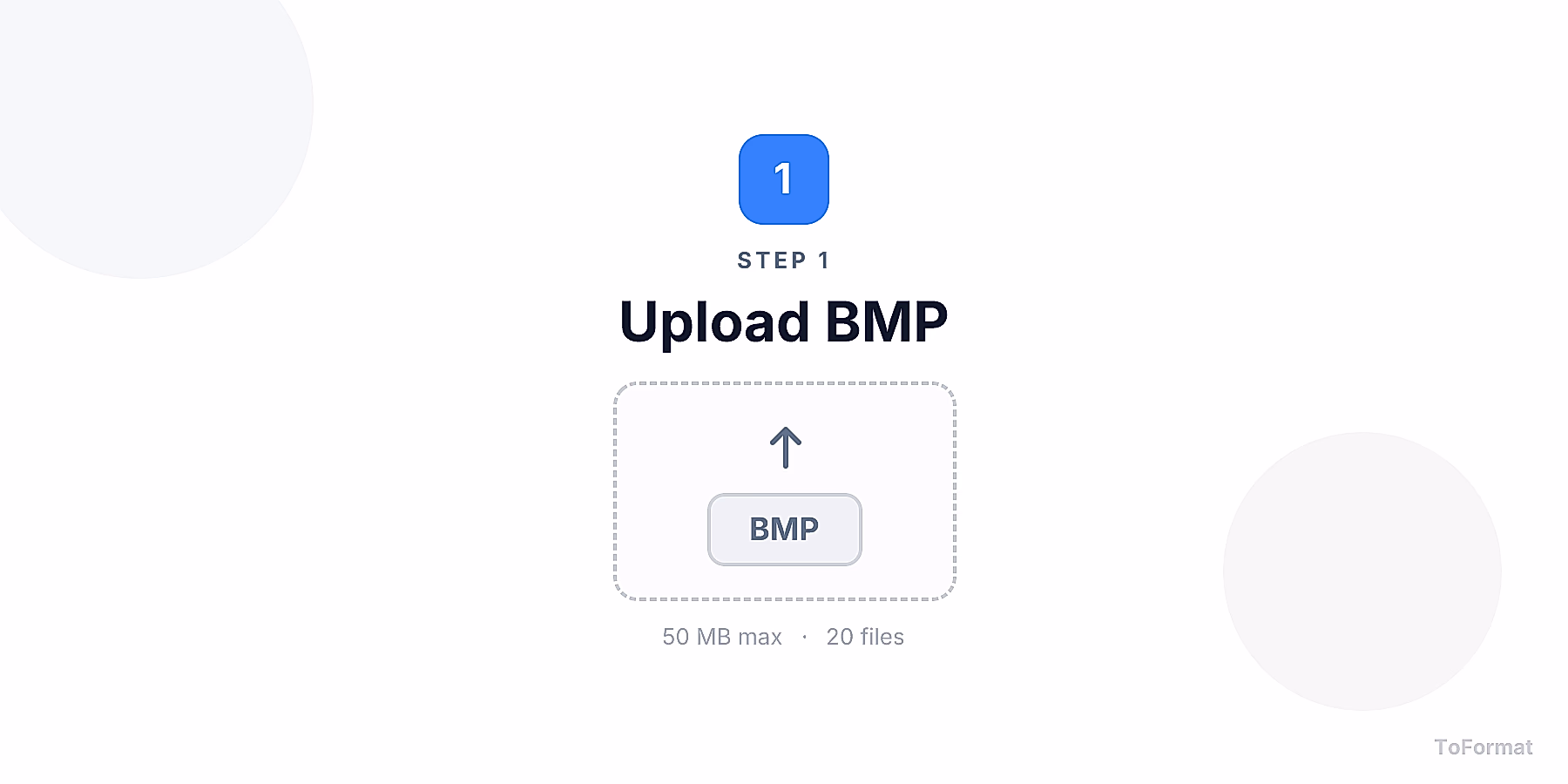 Step 1 — uploading BMP file for BMP to TGA conversion on ToFormat