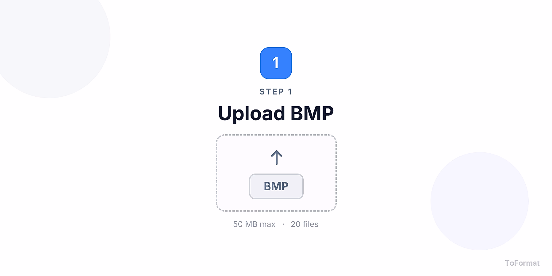 Step 1 — uploading BMP file for BMP to TIFF conversion on ToFormat