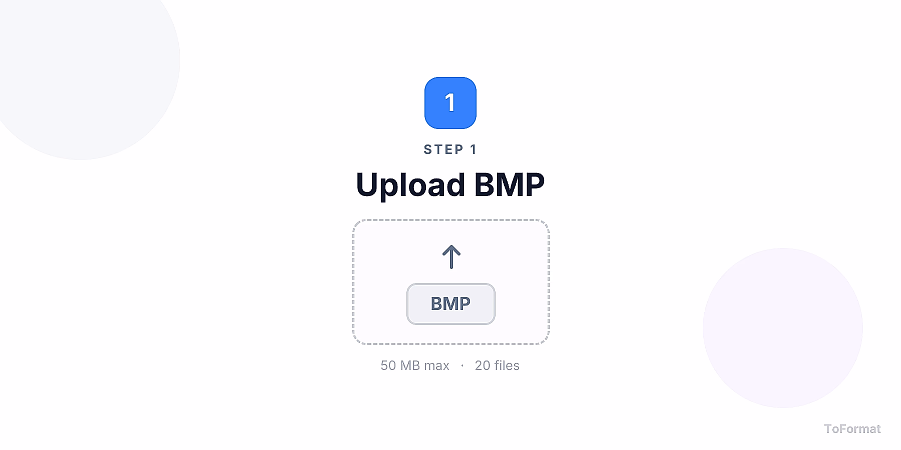 Step 1 — uploading BMP file for BMP to WEBP conversion on ToFormat