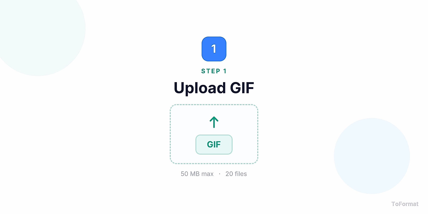 Step 1 — uploading GIF file for GIF to AVIF conversion on ToFormat