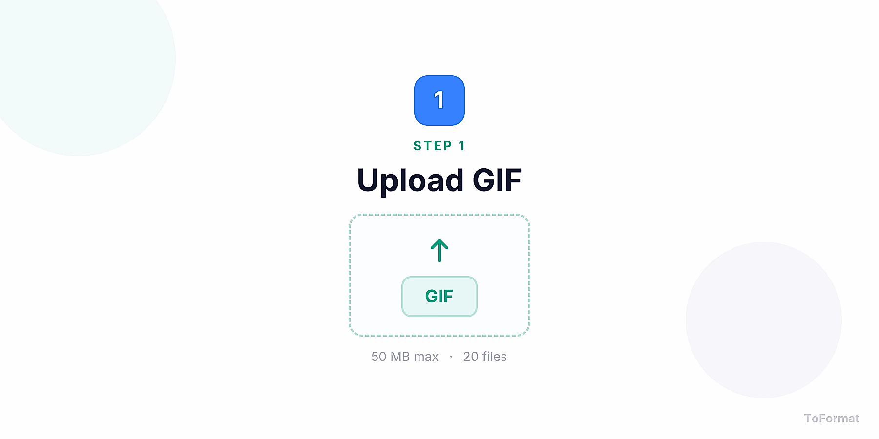Шаг 1 — загрузка файла GIF для конвертации GIF to BMP на ToFormat