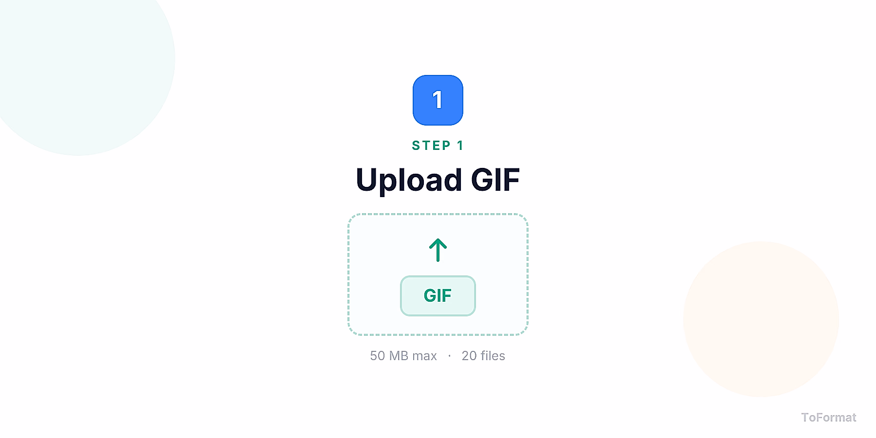Step 1 — uploading GIF file for GIF to JPG conversion on ToFormat