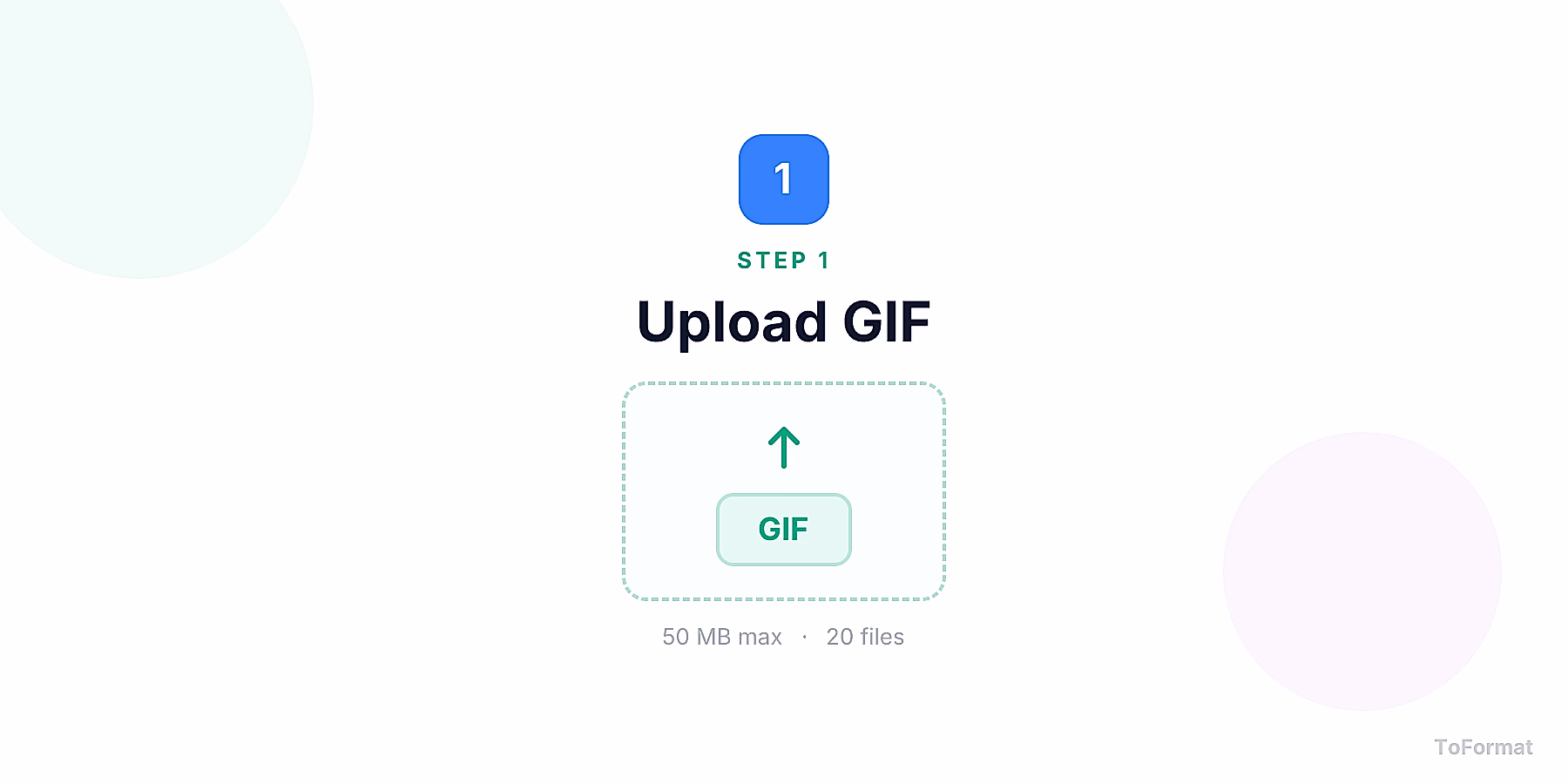 Step 1 — uploading GIF file for GIF to QOI conversion on ToFormat