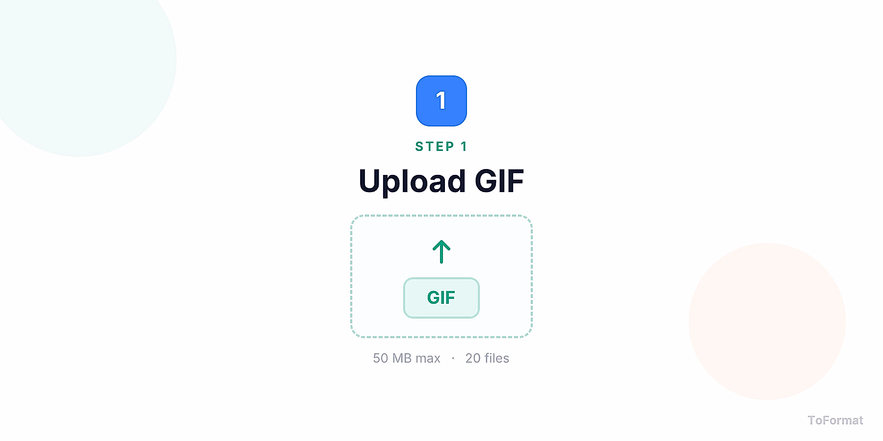 Step 1 — uploading GIF file for GIF to SVG conversion on ToFormat