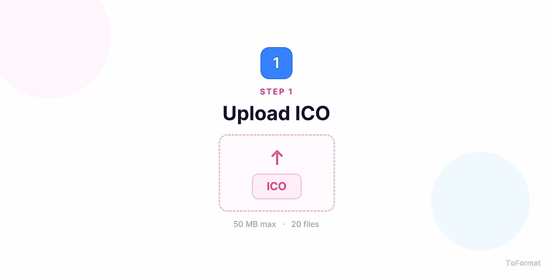 Step 1 — uploading ICO file for ICO to AVIF conversion on ToFormat