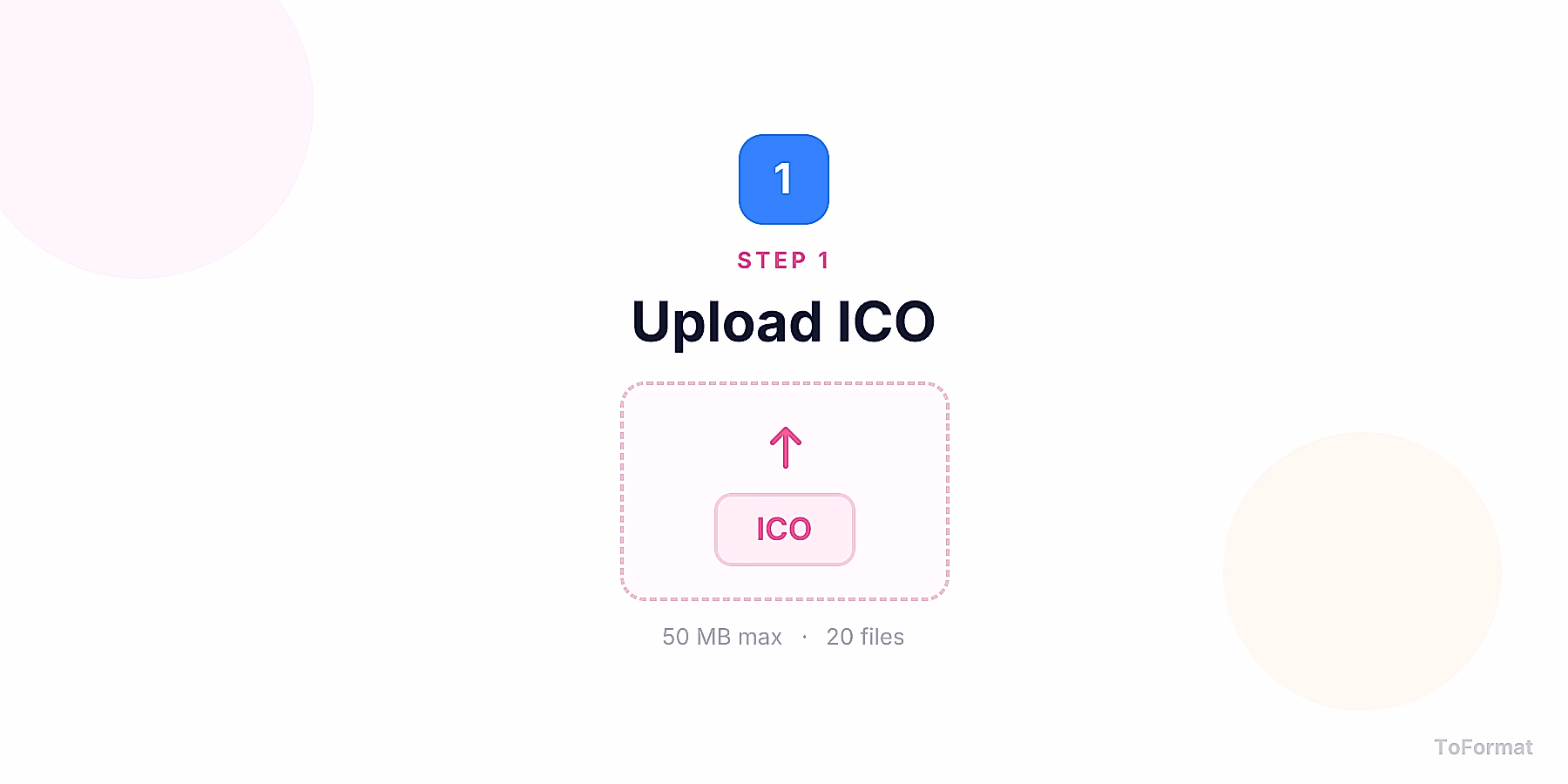 Step 1 — uploading ICO file for ICO to JPG conversion on ToFormat