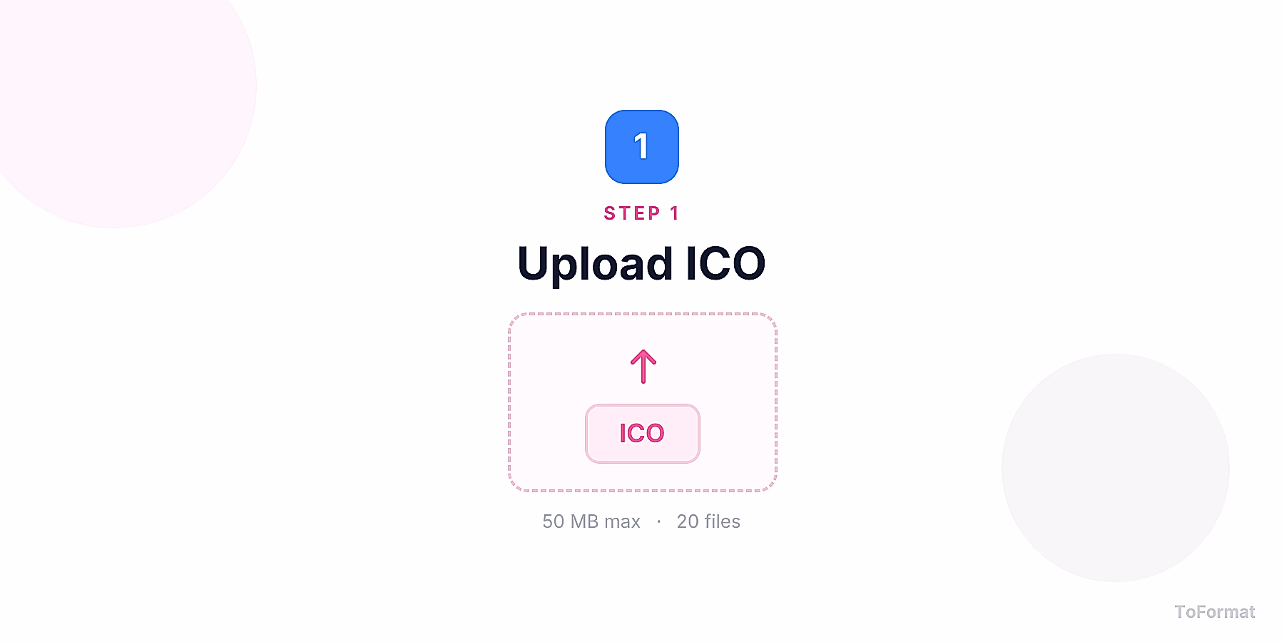 Step 1 — uploading ICO file for ICO to TGA conversion on ToFormat