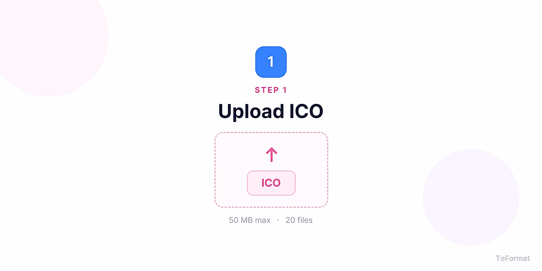Step 1 — uploading ICO file for ICO to WEBP conversion on ToFormat