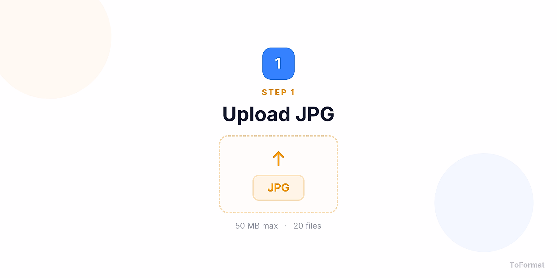Step 1 — uploading JPG file for JPG to PNG conversion on ToFormat