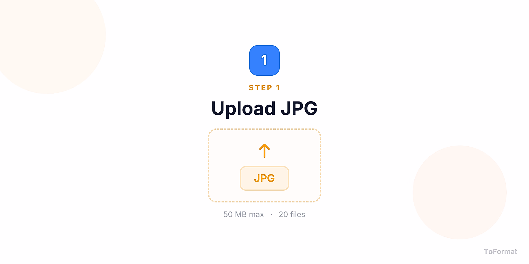Step 1 — uploading JPG file for JPG to SVG conversion on ToFormat