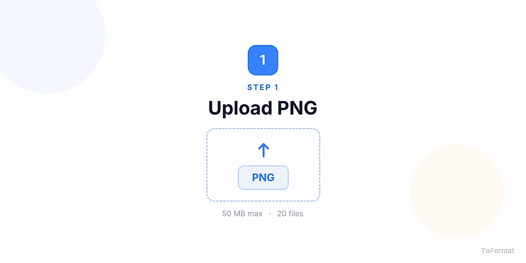 Step 1 — uploading PNG file for PNG to JPG conversion on ToFormat