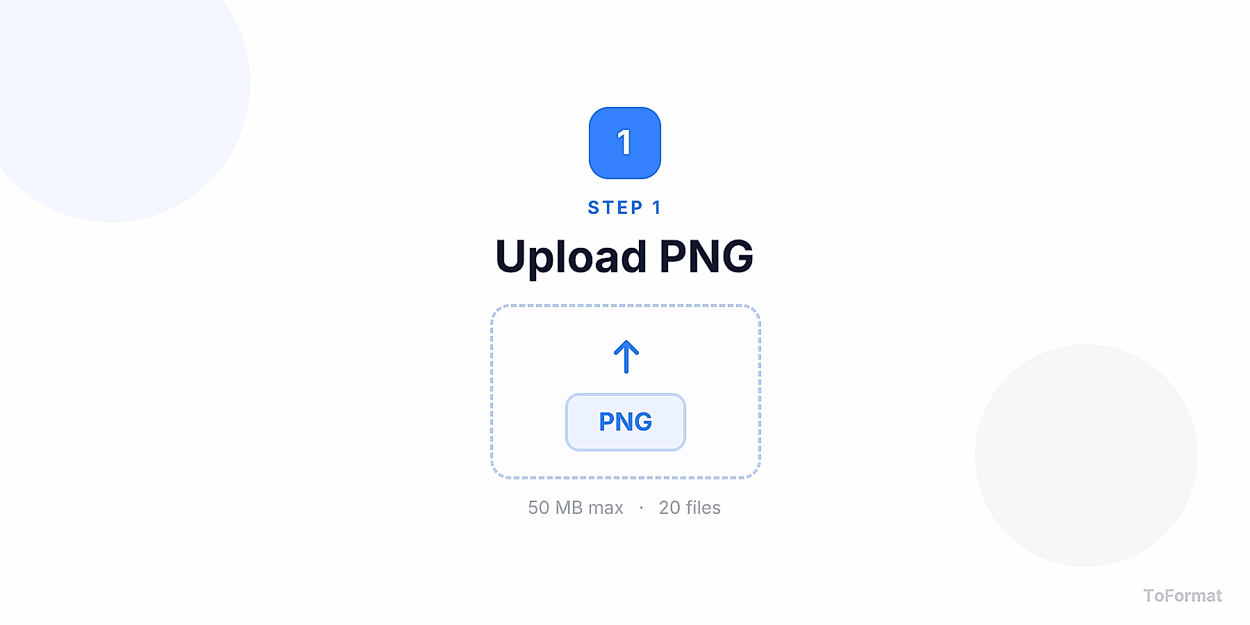 Step 1 — uploading PNG file for PNG to TGA conversion on ToFormat