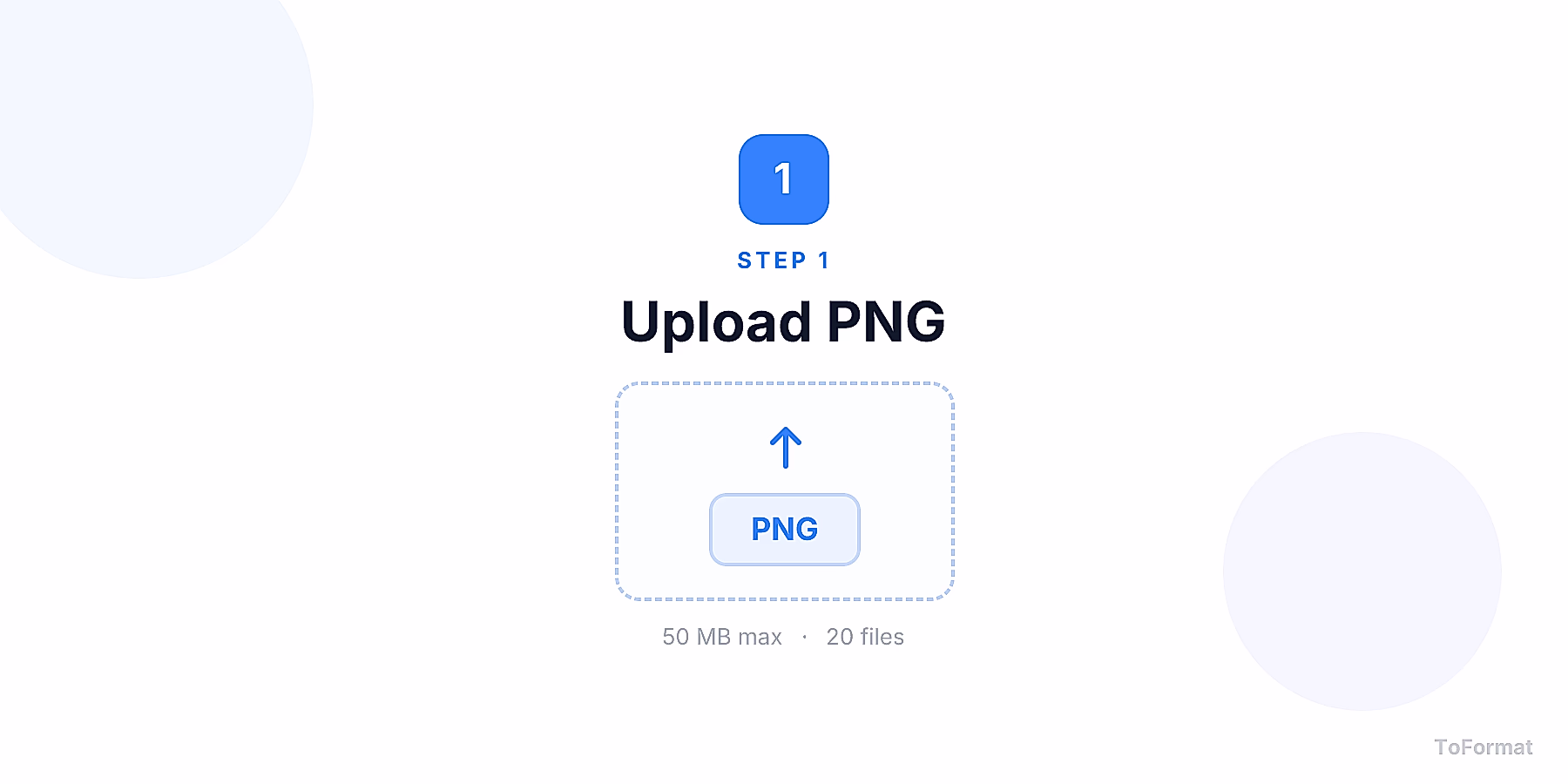 Step 1 — uploading PNG file for PNG to TIFF conversion on ToFormat
