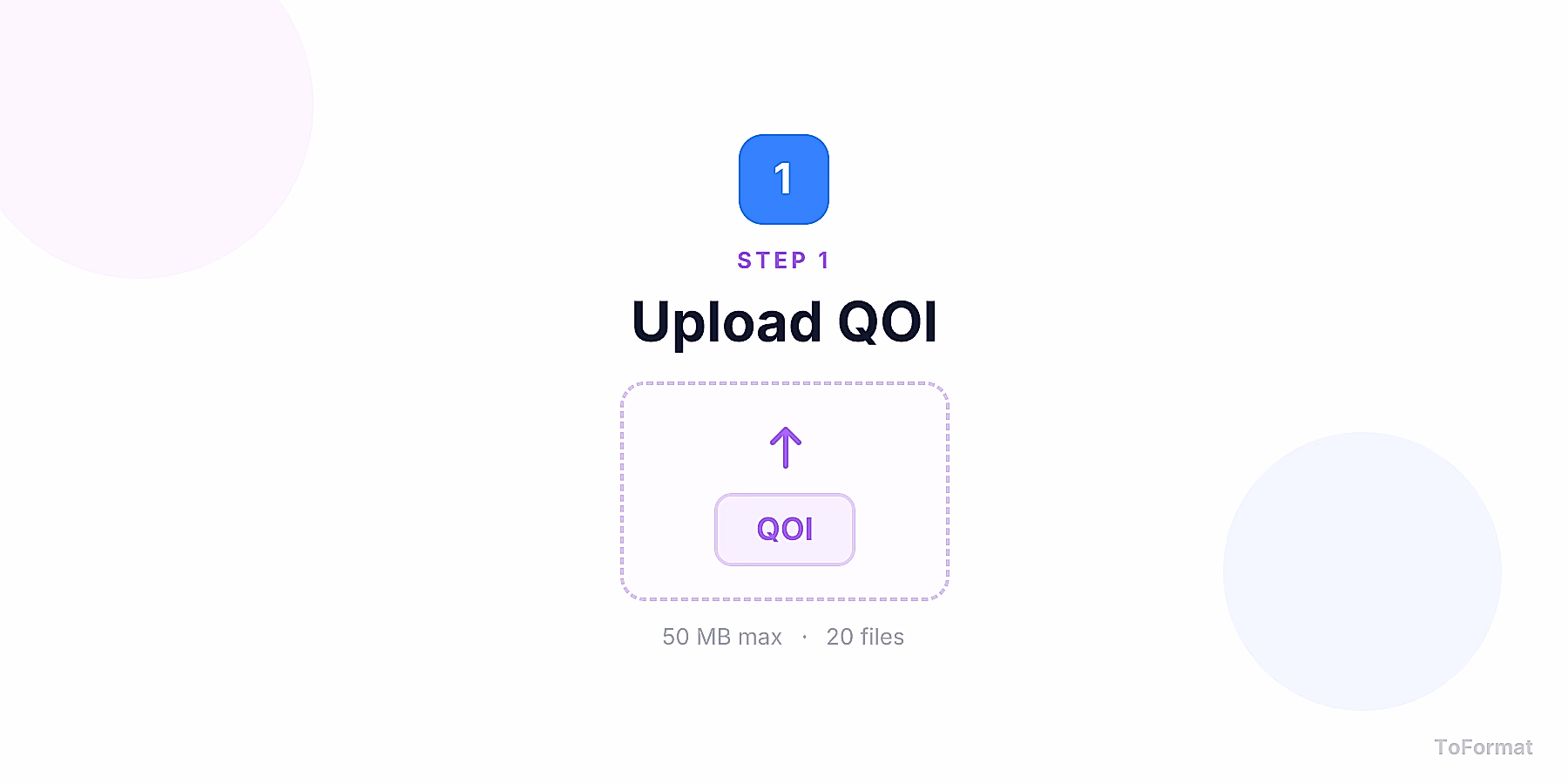 Step 1 — uploading QOI file for QOI to PNG conversion on ToFormat