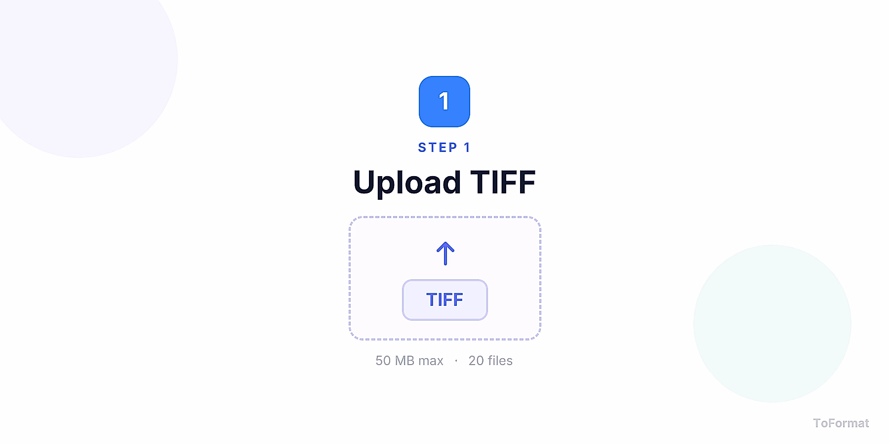 Step 1 — uploading TIFF file for TIFF to GIF conversion on ToFormat
