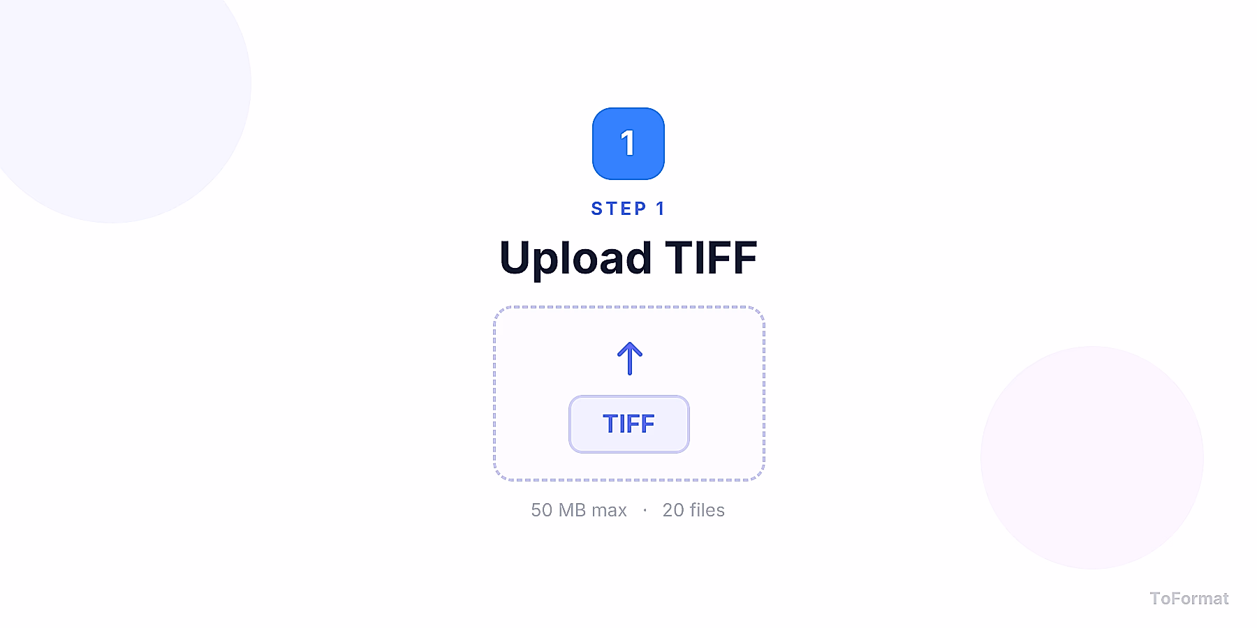 Step 1 — uploading TIFF file for TIFF to QOI conversion on ToFormat