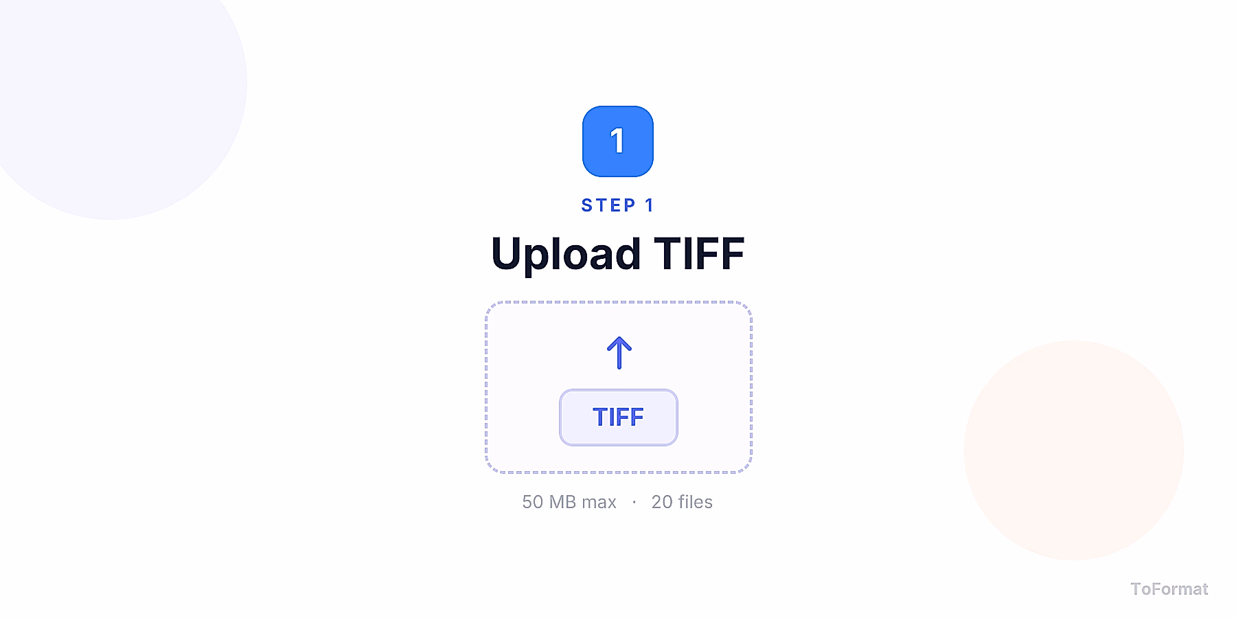Step 1 — uploading TIFF file for TIFF to SVG conversion on ToFormat