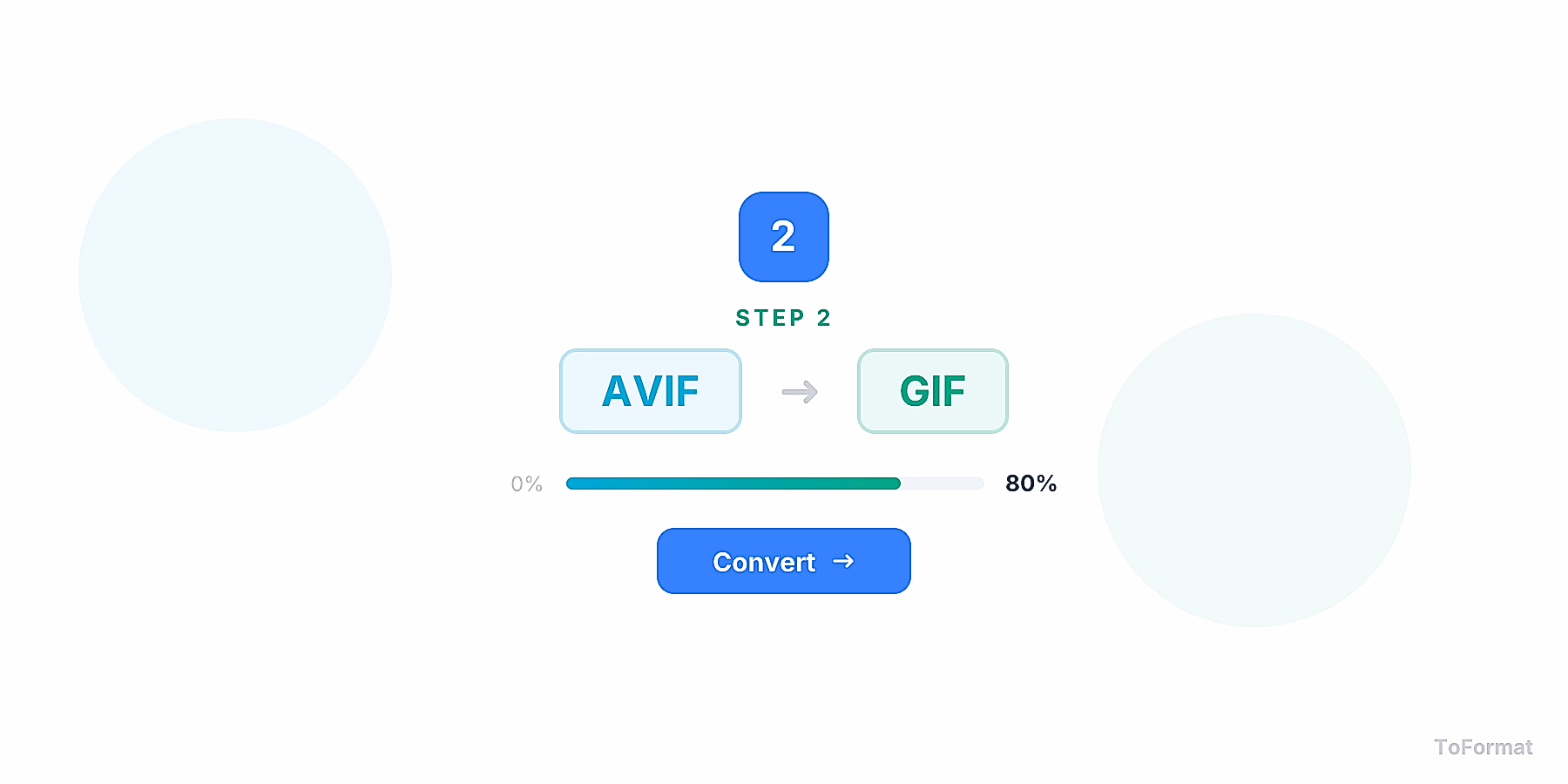 Step 2 — converting AVIF to GIF, quality settings for AVIF to GIF on ToFormat