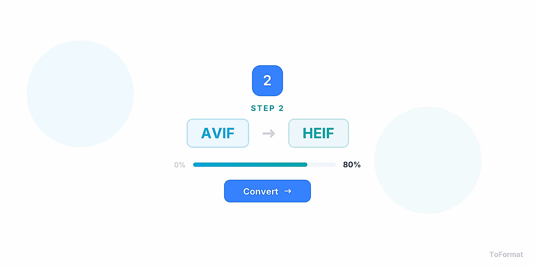 Step 2 — converting AVIF to HEIF, quality settings for AVIF to HEIF on ToFormat