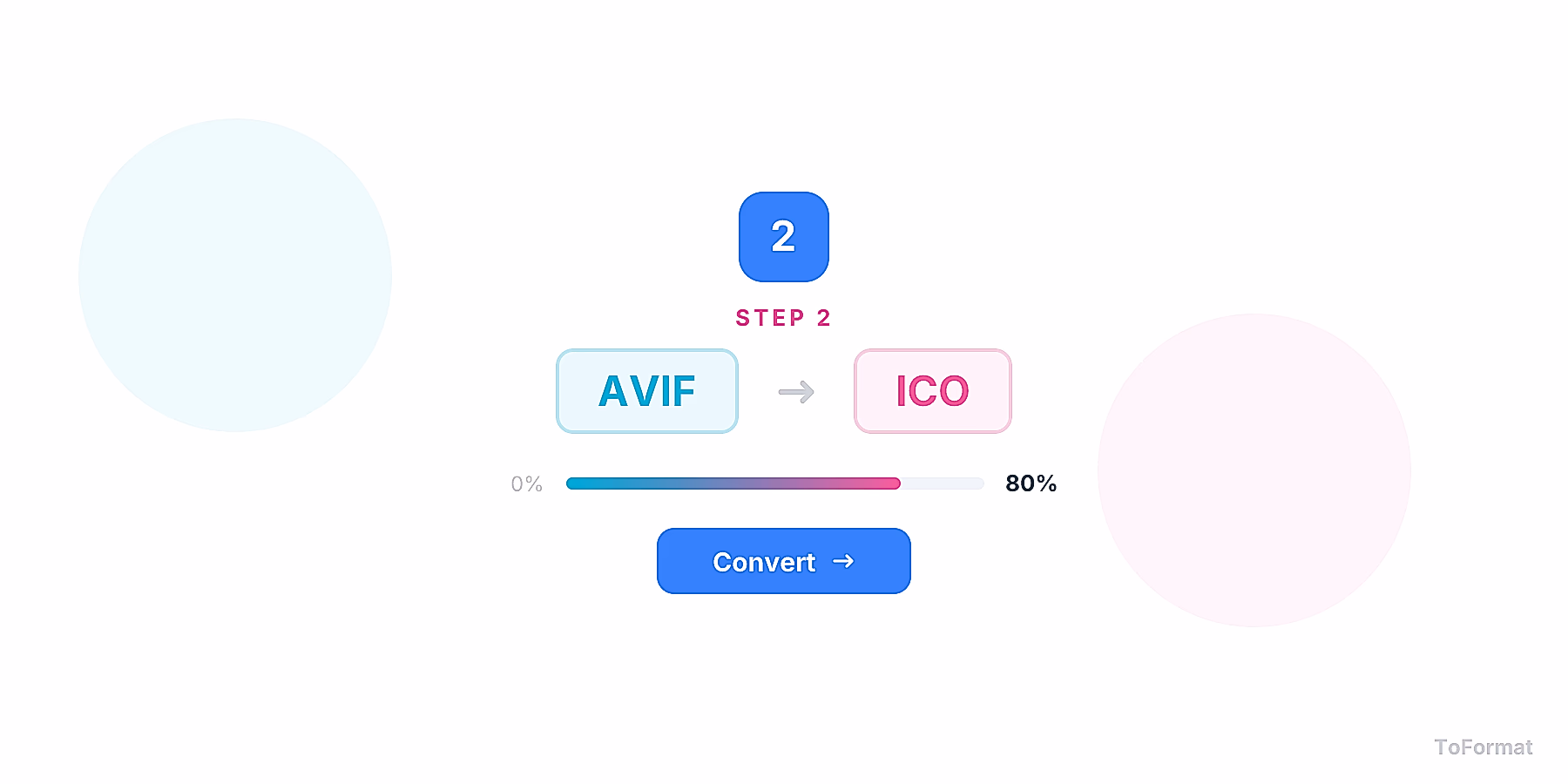 Step 2 — converting AVIF to ICO, quality settings for AVIF to ICO on ToFormat