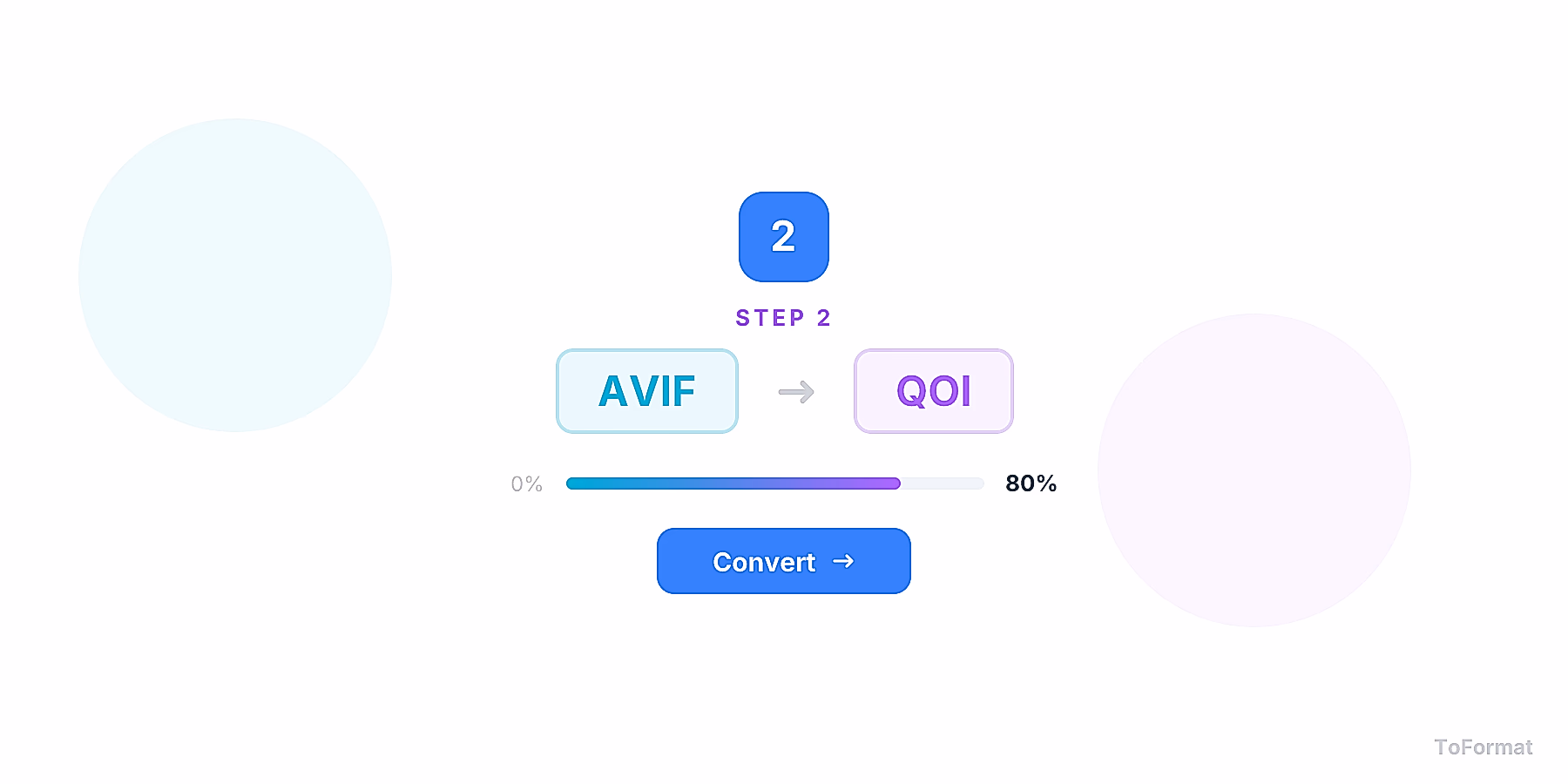 Step 2 — converting AVIF to QOI, quality settings for AVIF to QOI on ToFormat