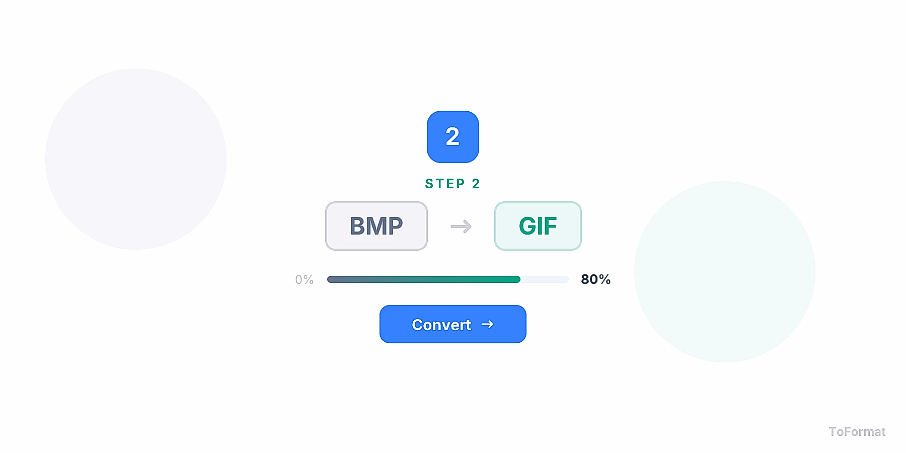 Step 2 — converting BMP to GIF, quality settings for BMP to GIF on ToFormat
