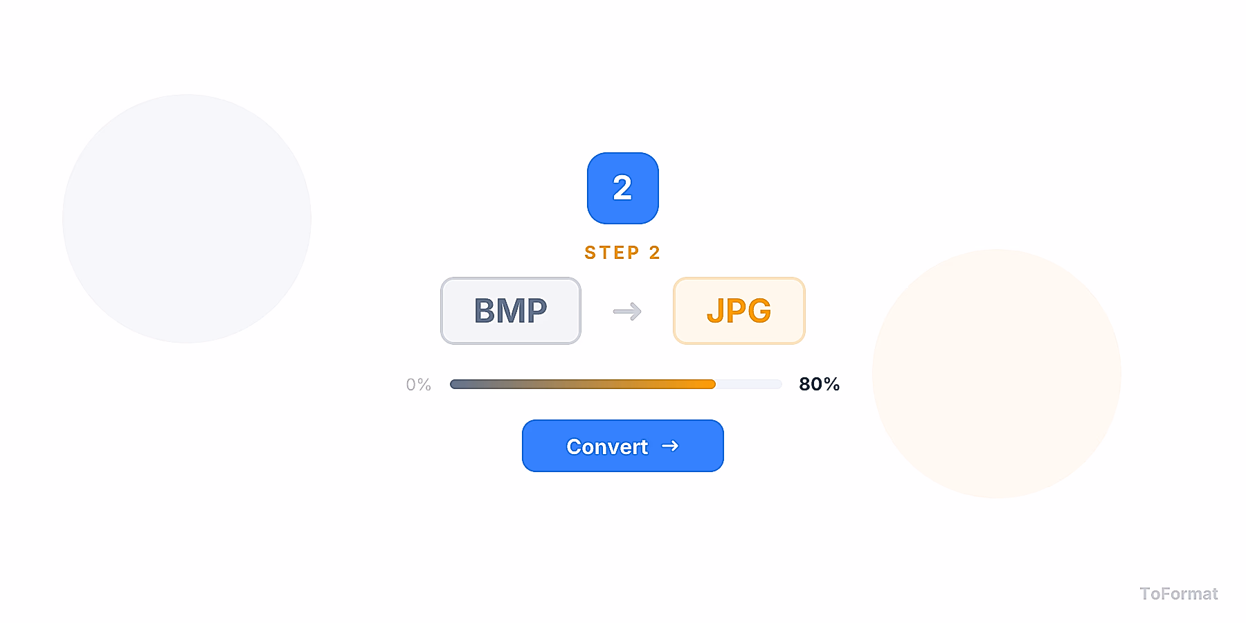 Step 2 — converting BMP to JPG, quality settings for BMP to JPG on ToFormat