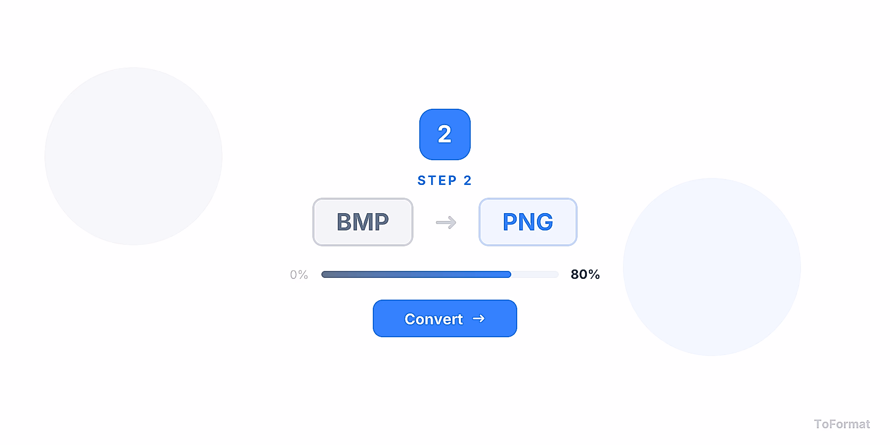 Step 2 — converting BMP to PNG, quality settings for BMP to PNG on ToFormat