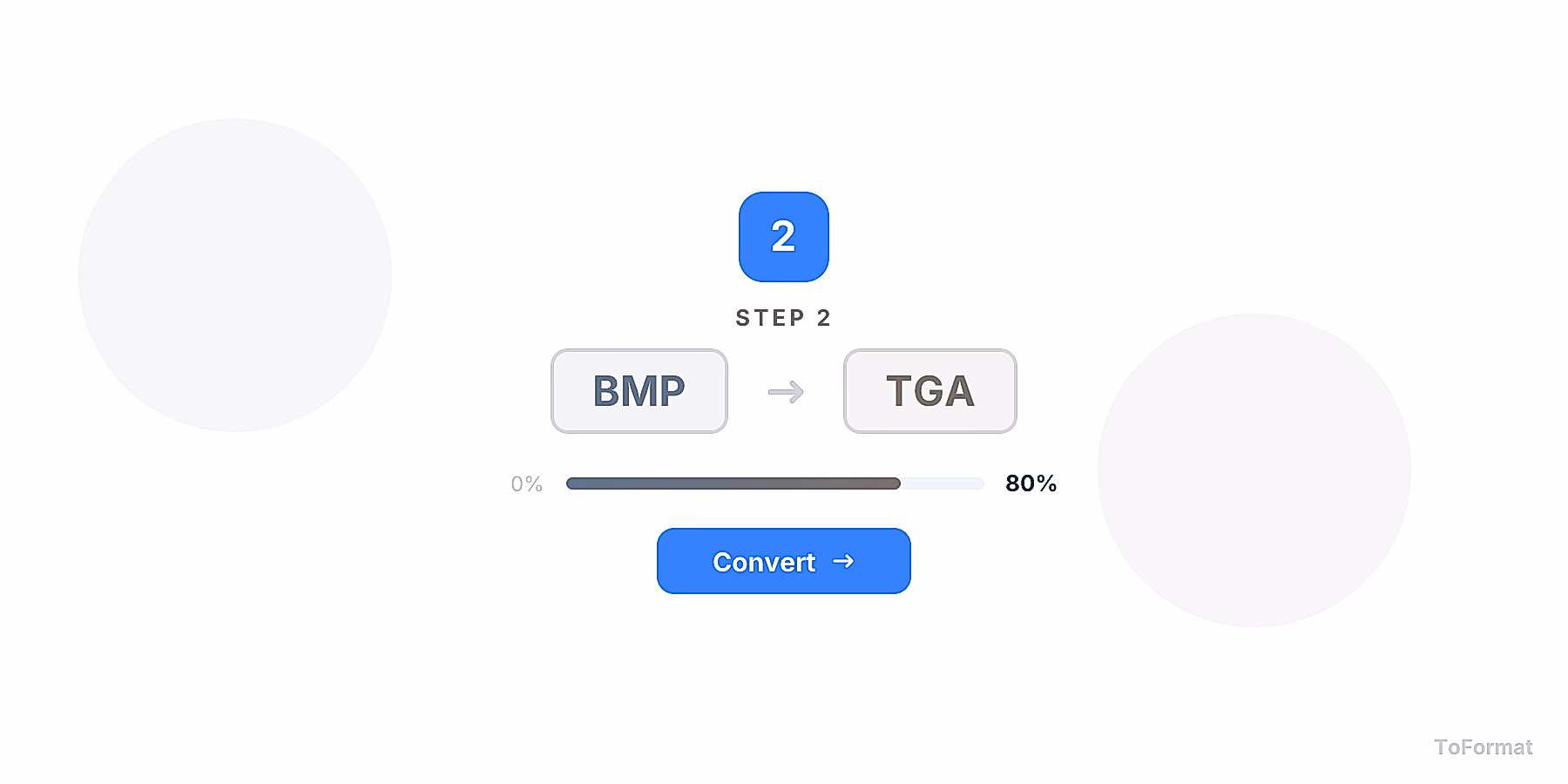 Step 2 — converting BMP to TGA, quality settings for BMP to TGA on ToFormat