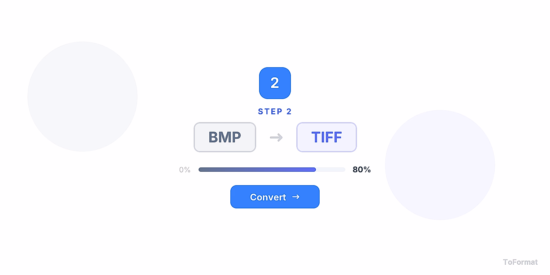 Step 2 — converting BMP to TIFF, quality settings for BMP to TIFF on ToFormat