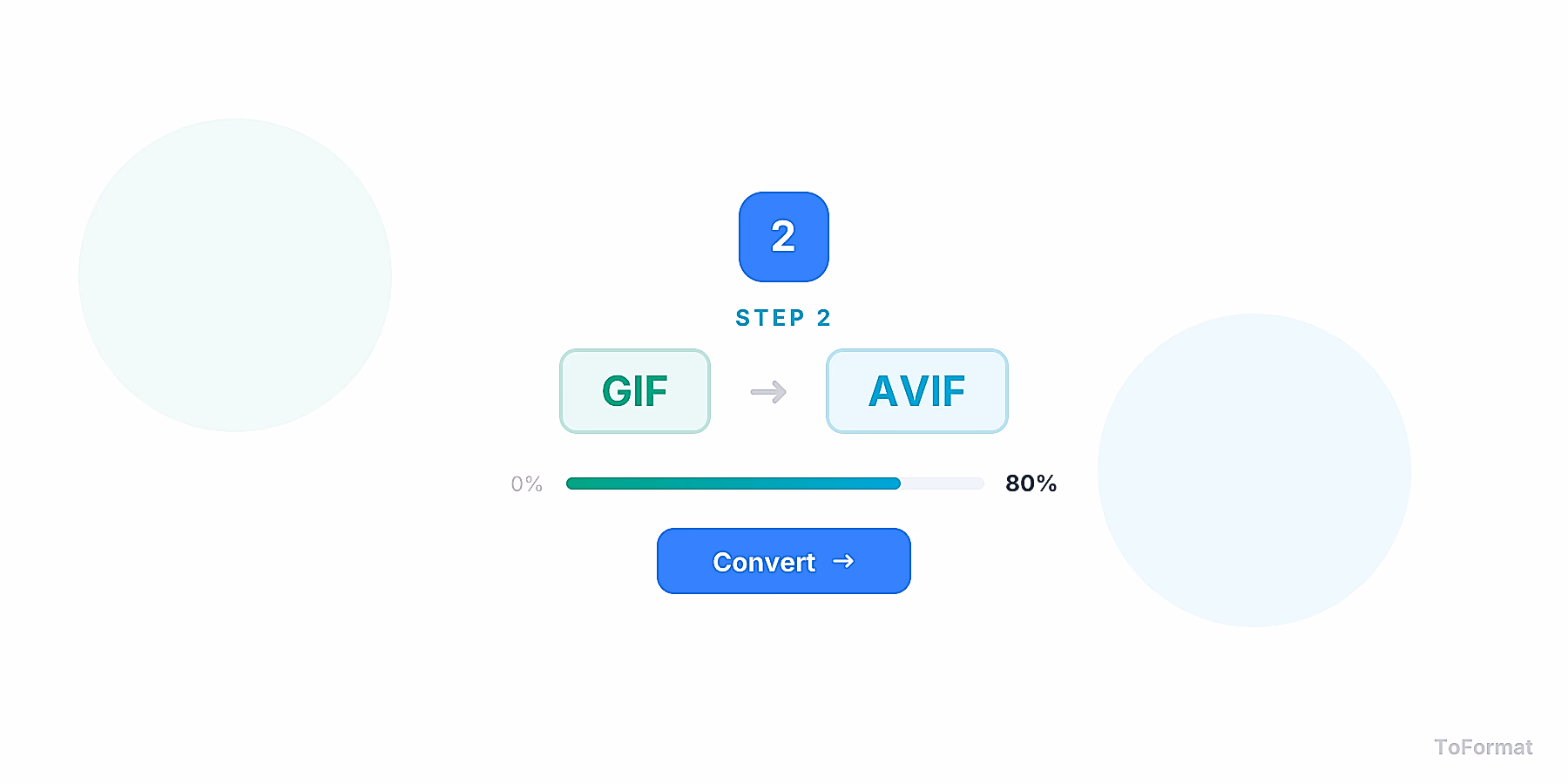Step 2 — converting GIF to AVIF, quality settings for GIF to AVIF on ToFormat