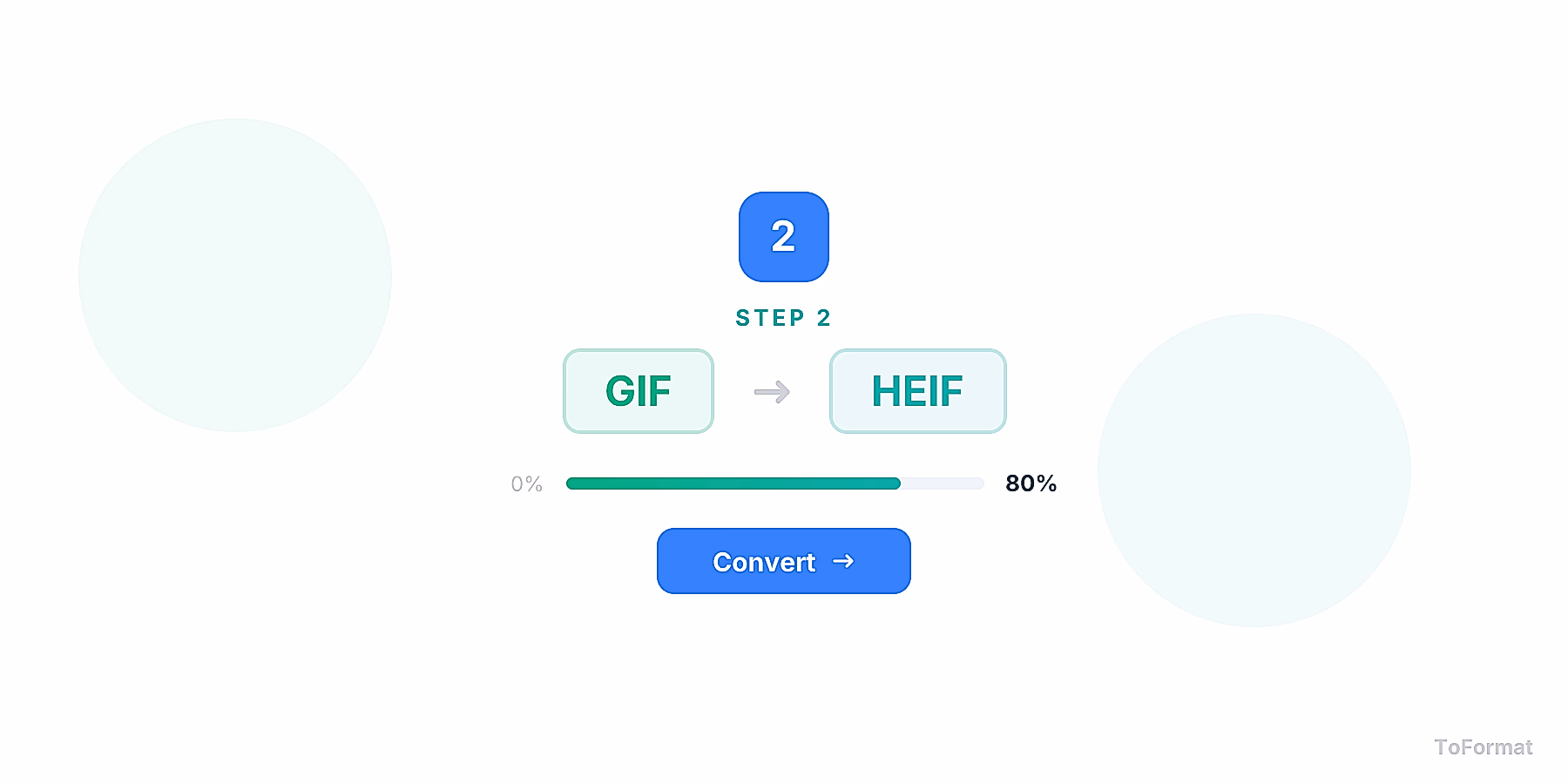 Step 2 — converting GIF to HEIF, quality settings for GIF to HEIF on ToFormat