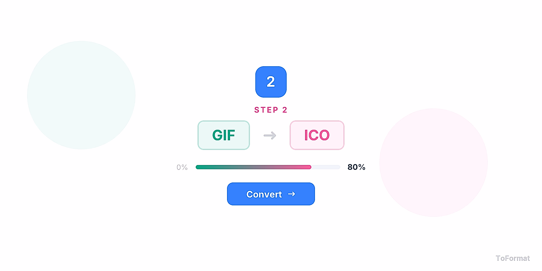 Step 2 — converting GIF to ICO, quality settings for GIF to ICO on ToFormat
