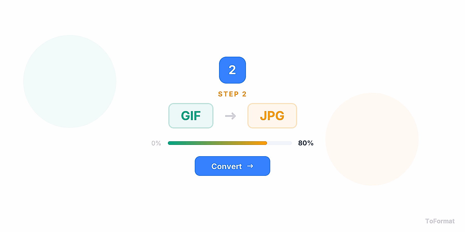 Step 2 — converting GIF to JPG, quality settings for GIF to JPG on ToFormat