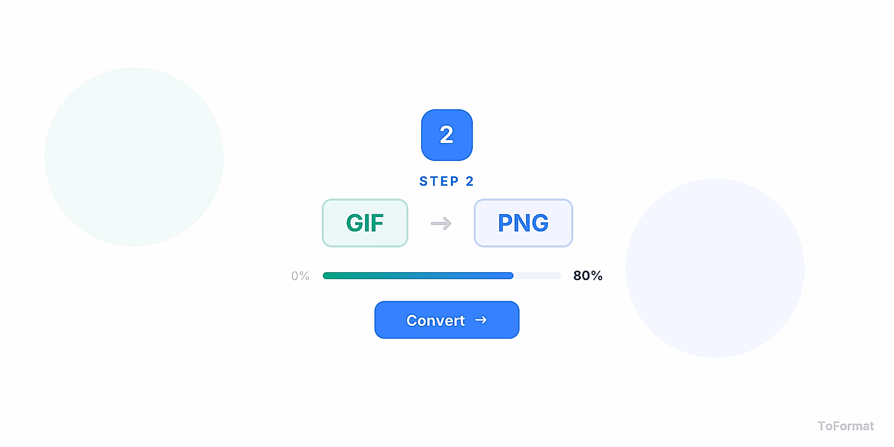 Step 2 — converting GIF to PNG, quality settings for GIF to PNG on ToFormat