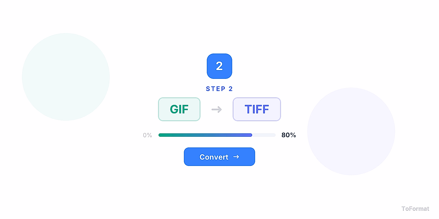 Step 2 — converting GIF to TIFF, quality settings for GIF to TIFF on ToFormat