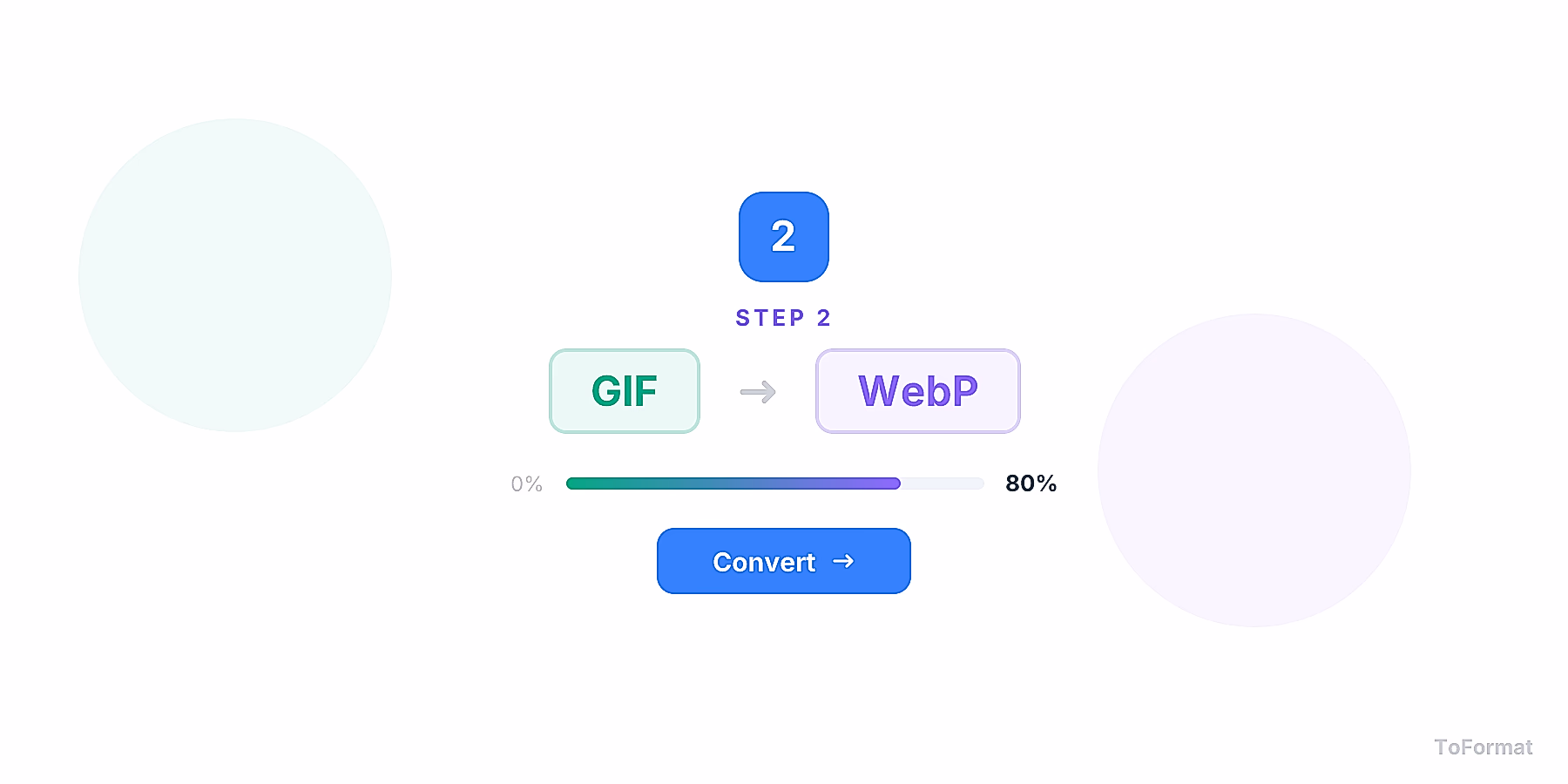 Step 2 — converting GIF to WEBP, quality settings for GIF to WEBP on ToFormat