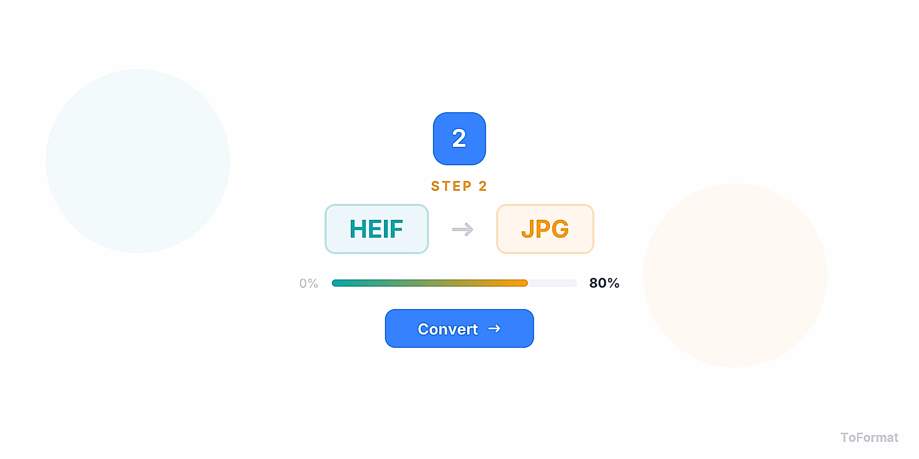 Step 2 — converting HEIF to JPG, quality settings for HEIF to JPG on ToFormat