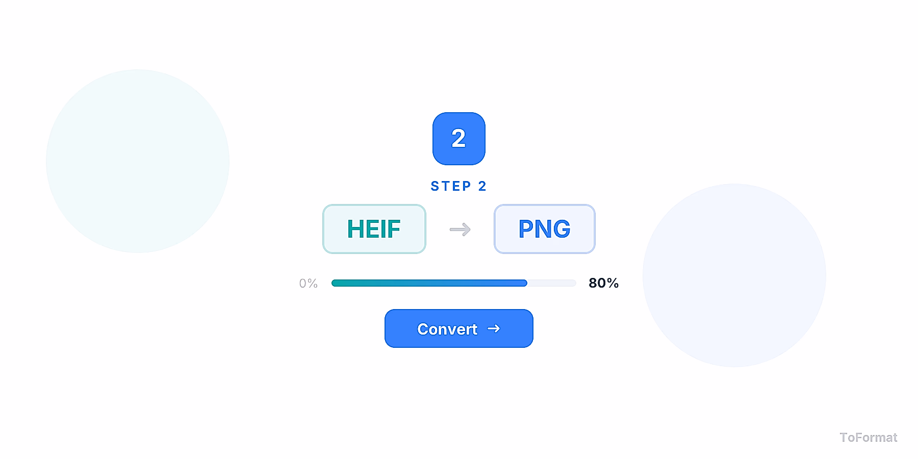 Step 2 — converting HEIF to PNG, quality settings for HEIF to PNG on ToFormat