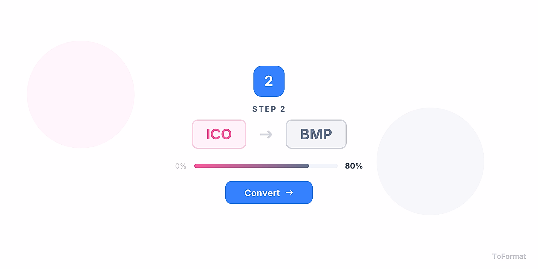 Step 2 — converting ICO to BMP, quality settings for ICO to BMP on ToFormat