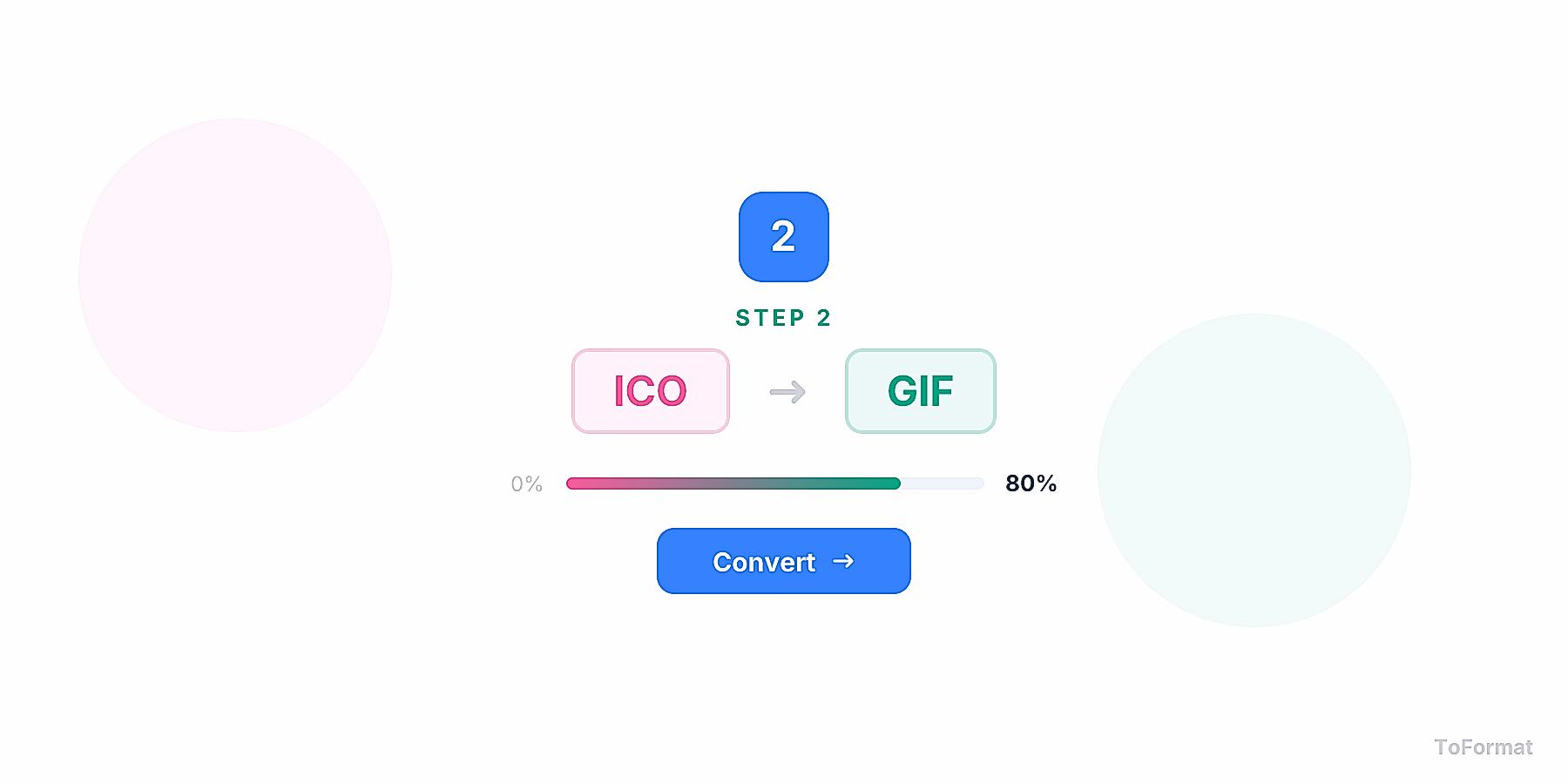 Step 2 — converting ICO to GIF, quality settings for ICO to GIF on ToFormat