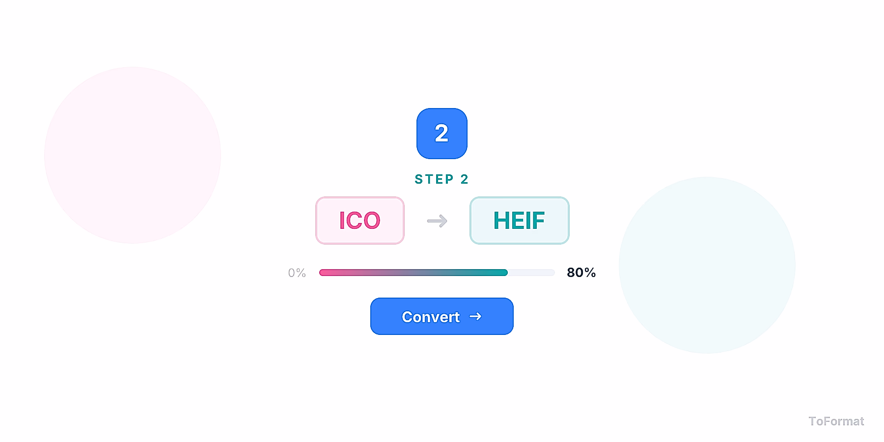 Step 2 — converting ICO to HEIF, quality settings for ICO to HEIF on ToFormat