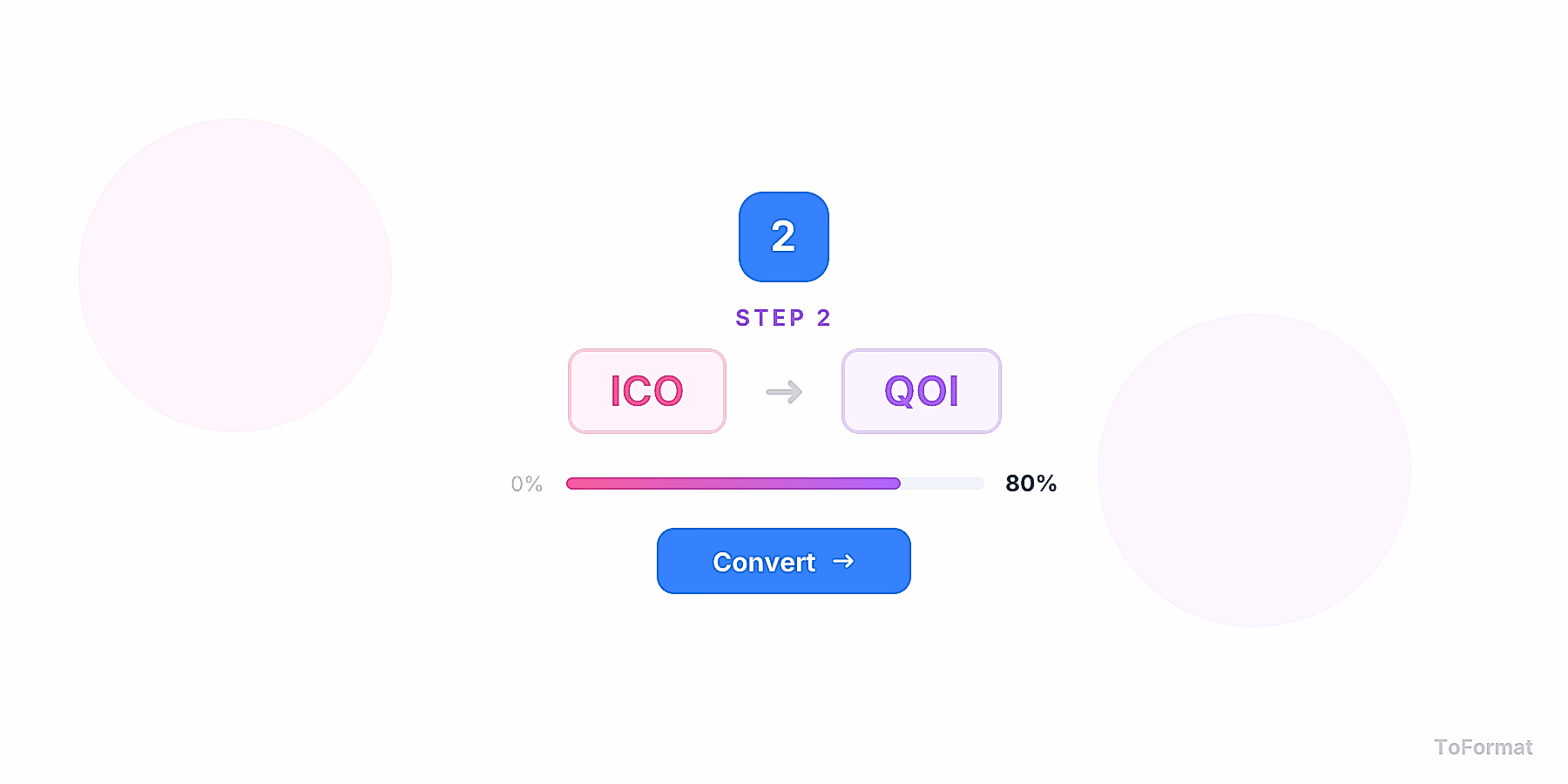 Step 2 — converting ICO to QOI, quality settings for ICO to QOI on ToFormat