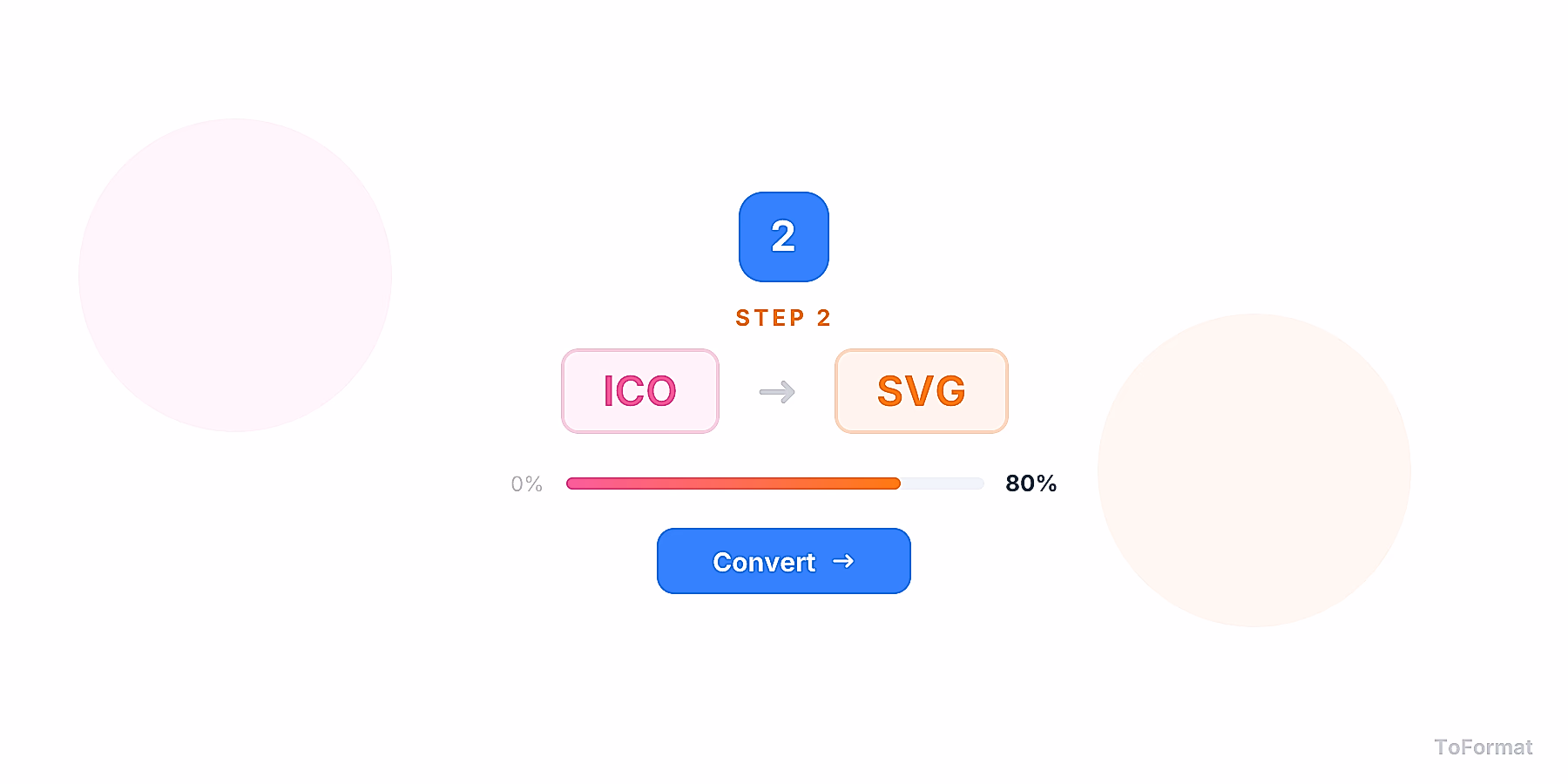 Step 2 — converting ICO to SVG, quality settings for ICO to SVG on ToFormat