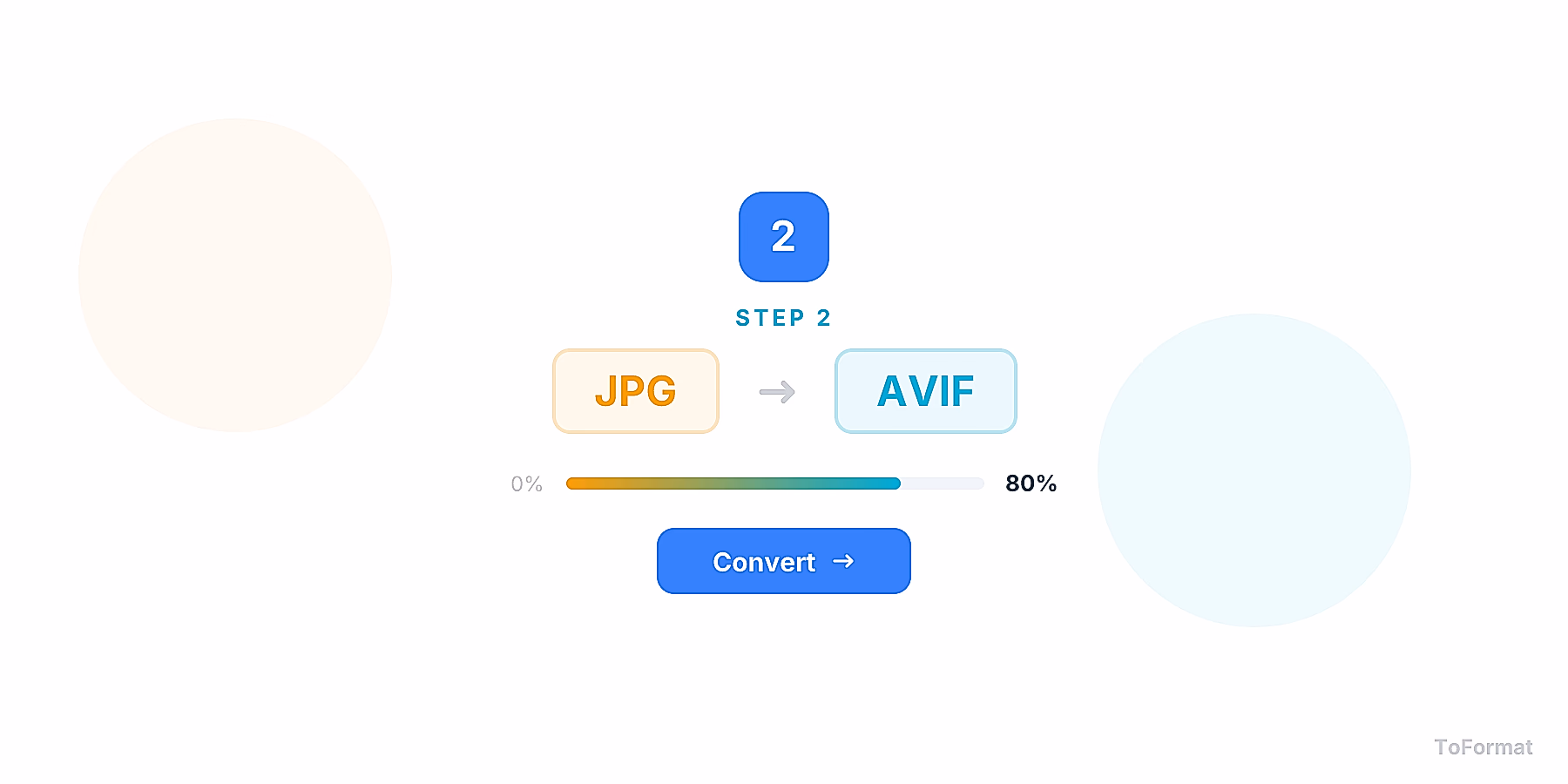 Step 2 — converting JPG to AVIF, quality settings for JPG to AVIF on ToFormat