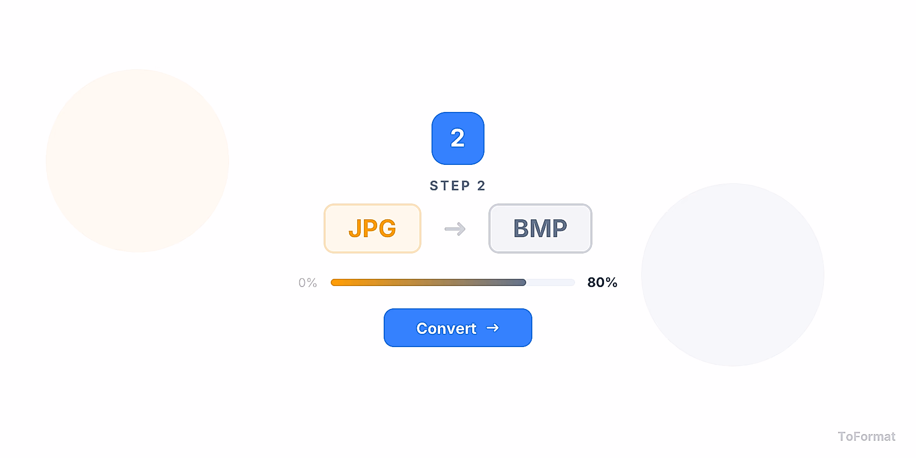 Step 2 — converting JPG to BMP, quality settings for JPG to BMP on ToFormat